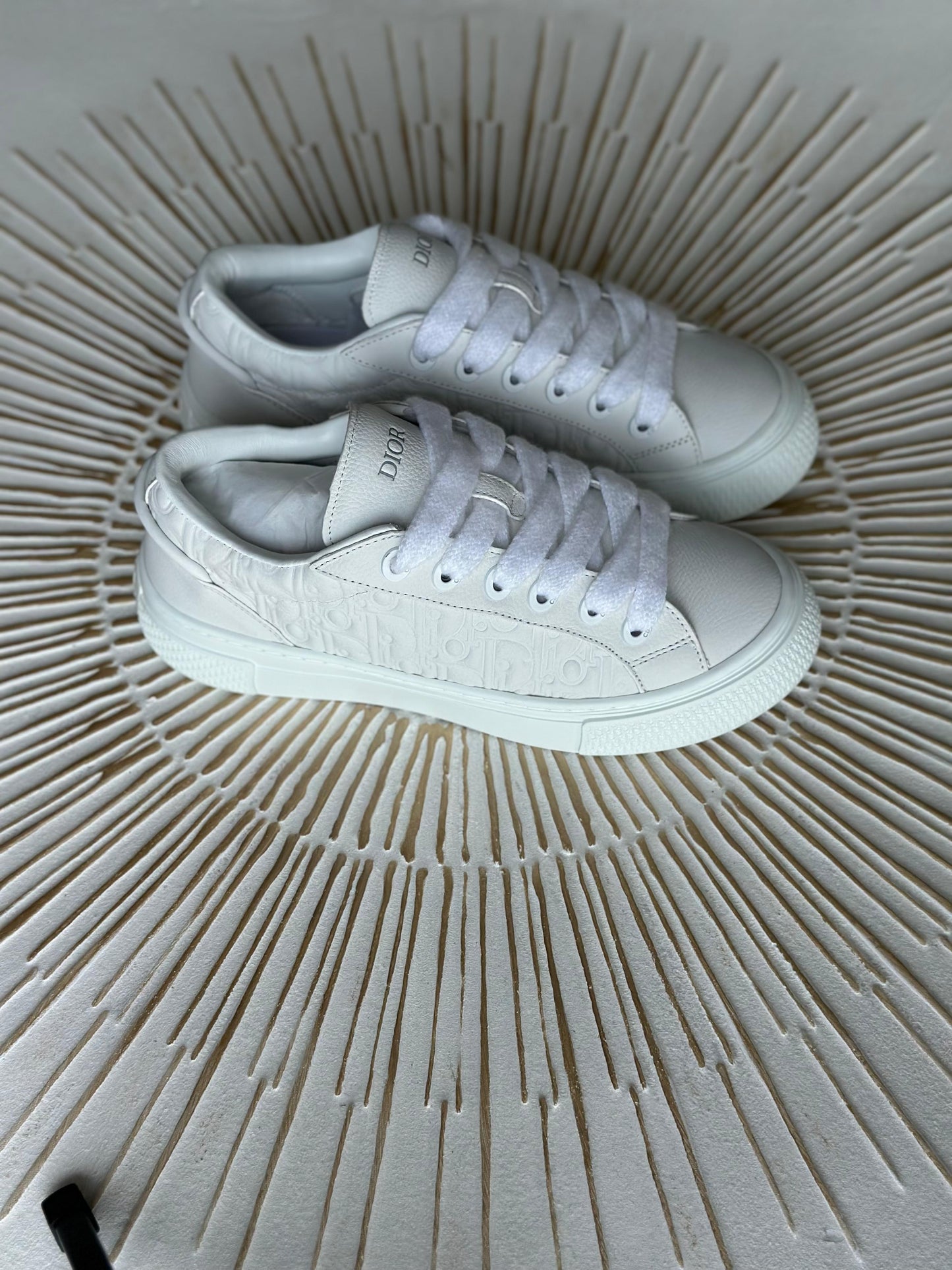 Dior B33 Spin Sneakers – White Grained Calfskin & White Dior Gravity Leather (Men’s)