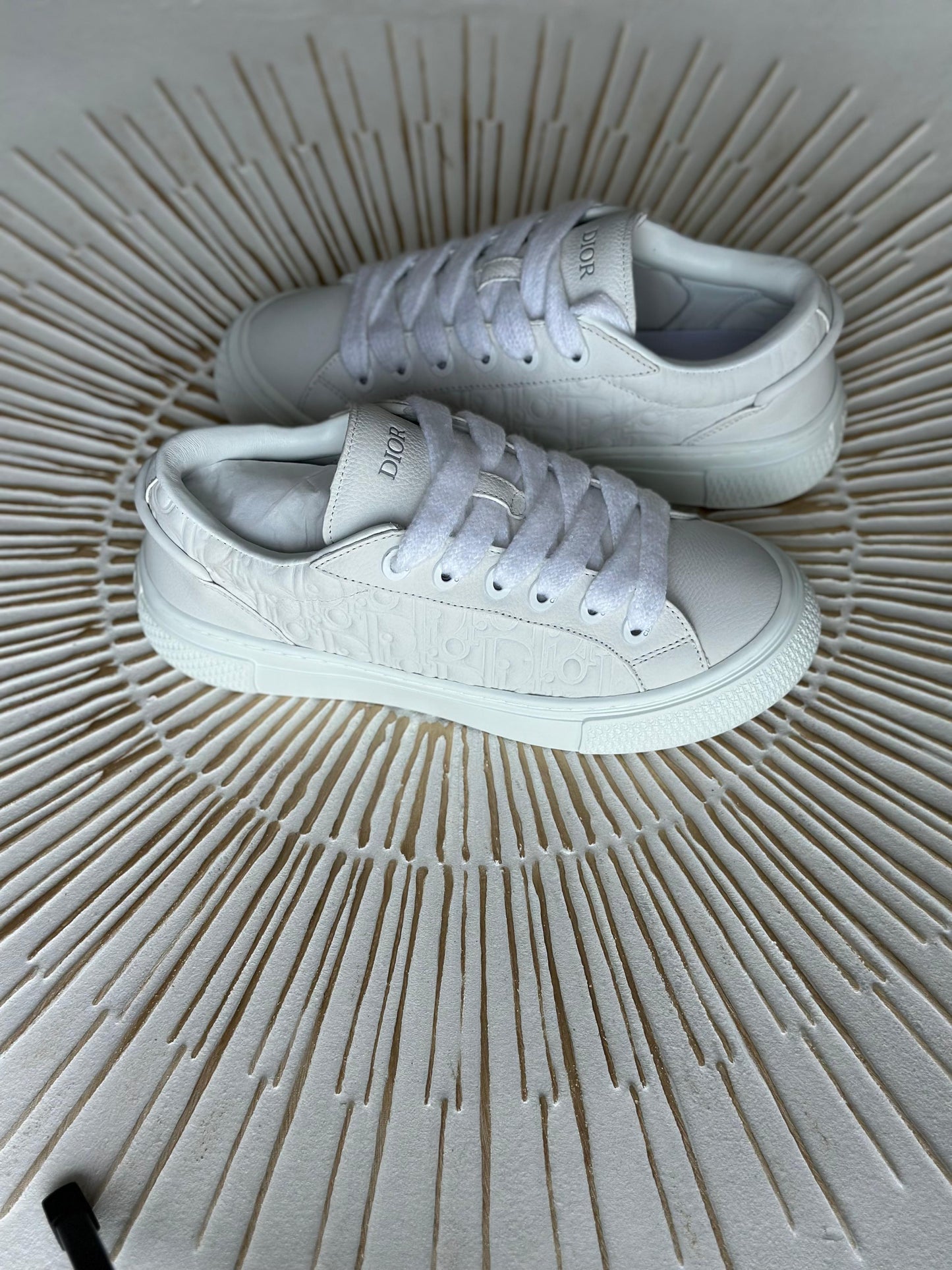 Dior B33 Spin Sneakers – White Grained Calfskin & White Dior Gravity Leather (Men’s)
