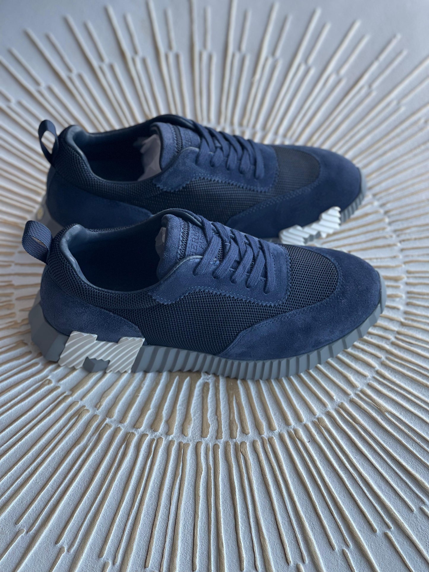 Hermès Bouncing Sneaker – Navy Mesh & Suede Goatskin (Men’s, Made in Italy)