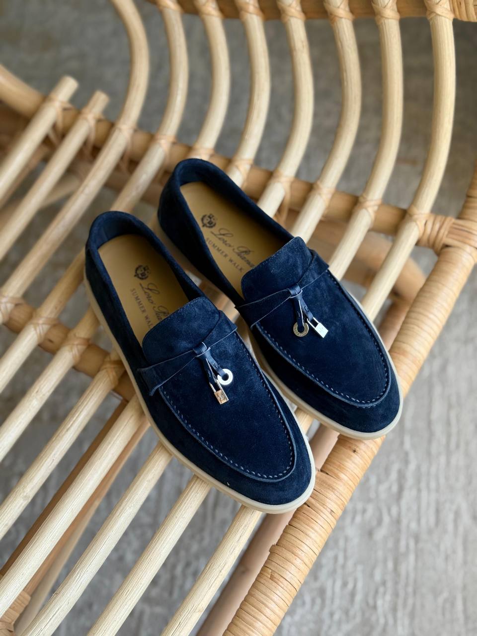 Loro Piana Summer Walk Women's Loafers in Dark Blue Suede