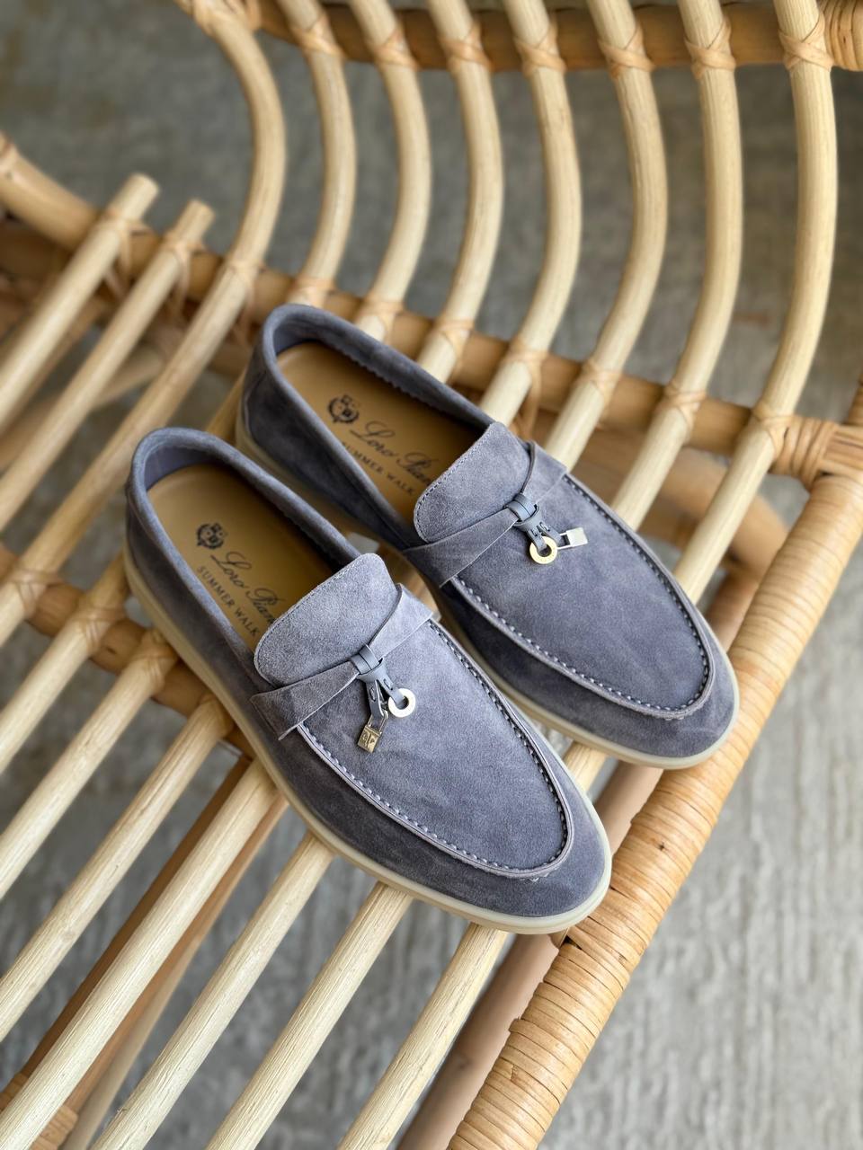 Loro Piana Summer Women's Charms Walk Loafers in True Dark Blue Suede