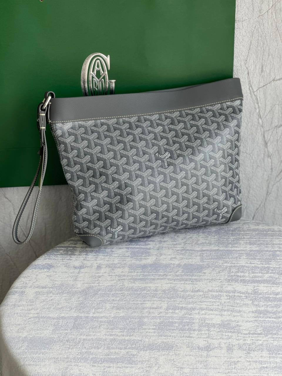 Goyard Goyardine Conti Pouch In Grey With Palladium Hardware