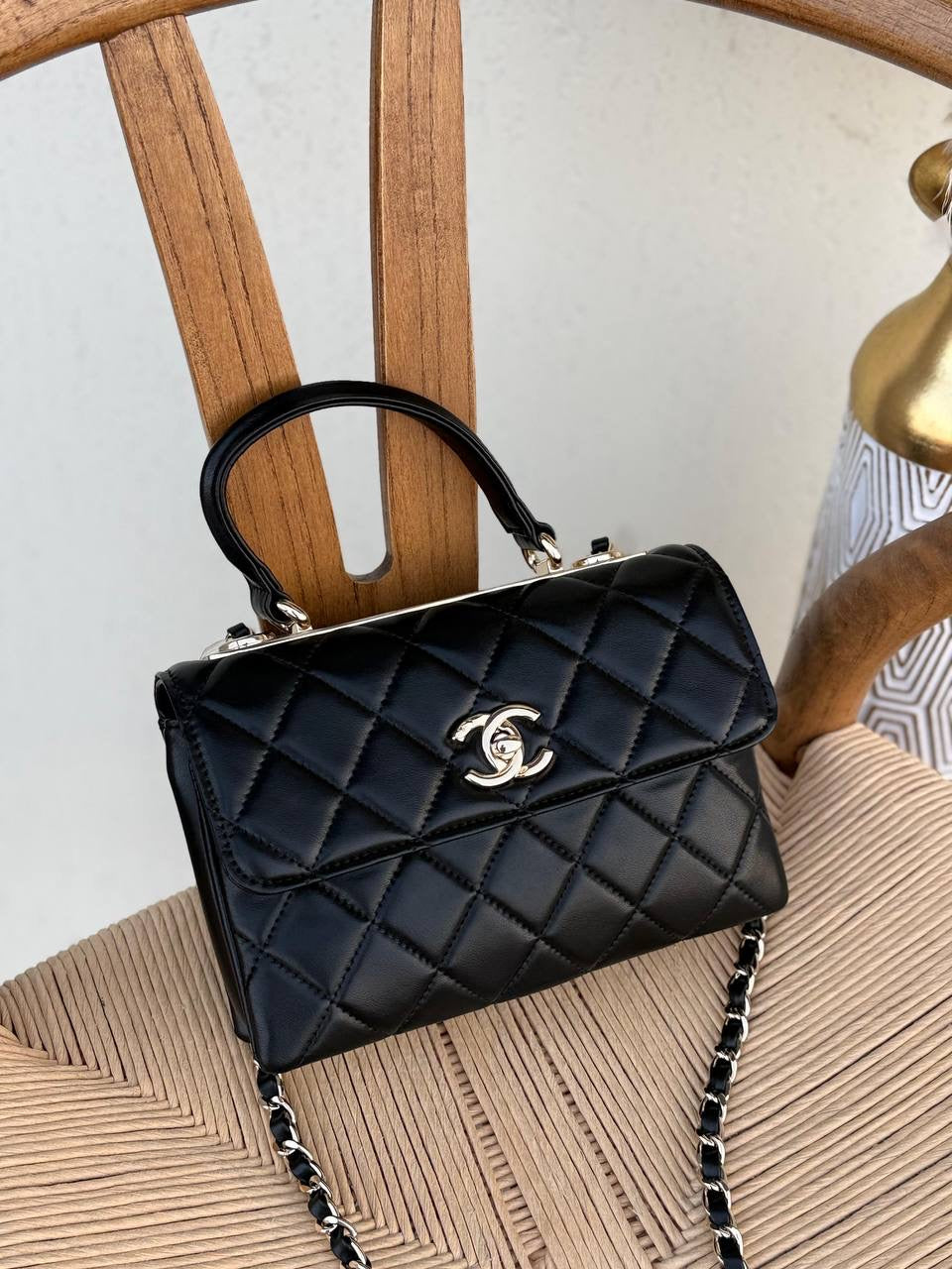 Chanel Trendy CC Flap Bag in Black Lambskin With a Chain Strap