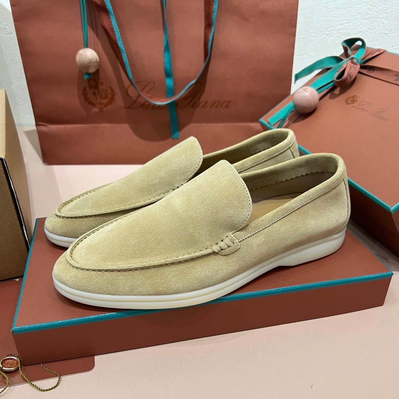 Loro Piana Pre-Loved Summer Walk loafers for Men - Brown