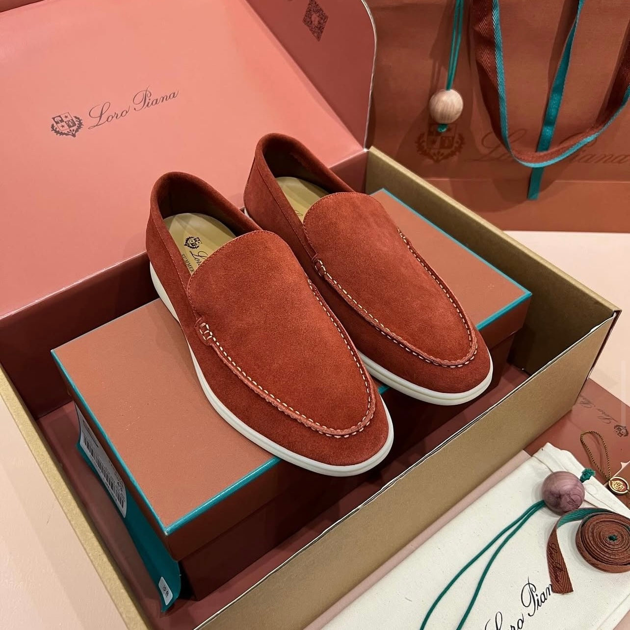 Loro Piana Summer Walk Loafer Dried Red