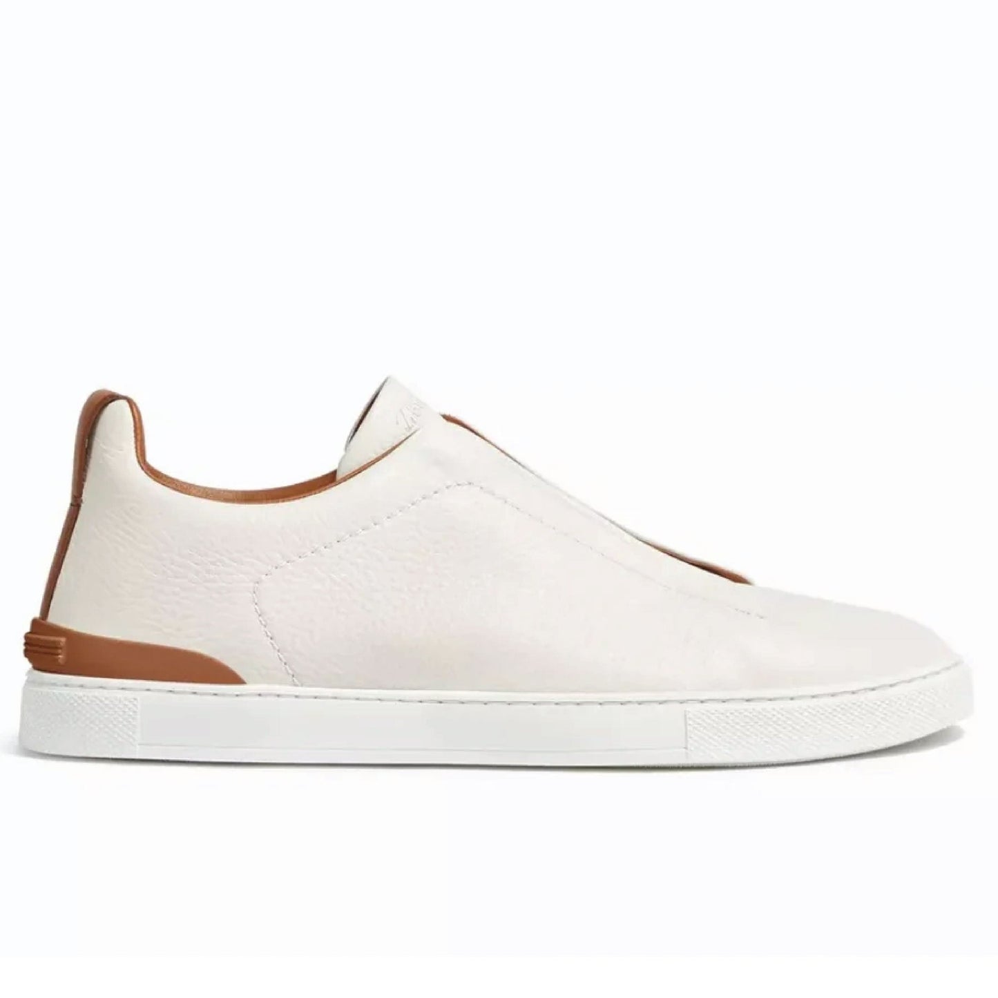 Zegna Deerskin Triple Stitch Off White/Brown Men's