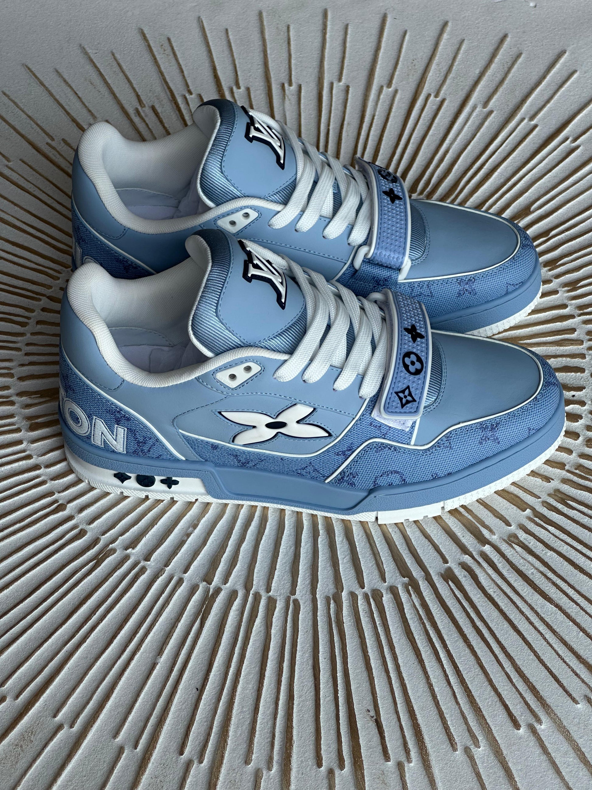 Louis Vuitton LV Trainer Sneaker – Monogram-Debossed Nubuck Calf Leather (Style 1AHTV9, Men’s)
