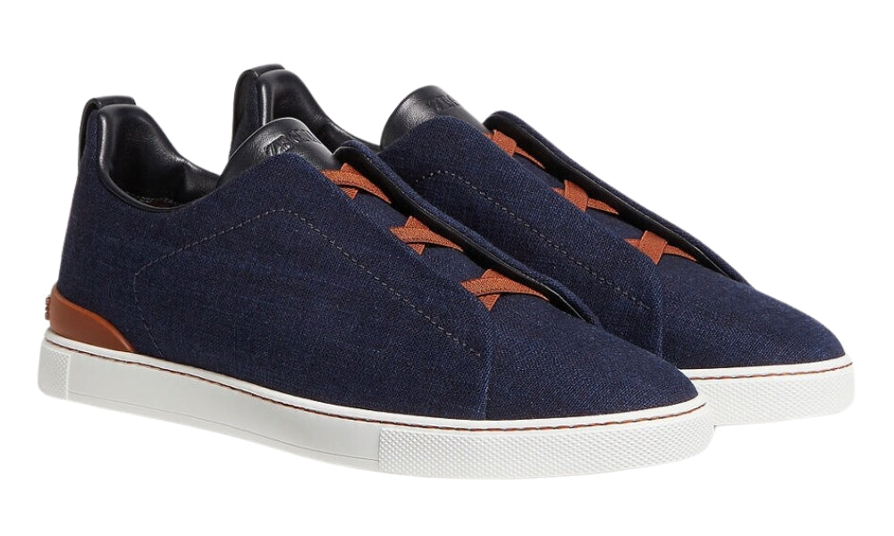 Zegna Cotton Denim Triple Stitch™ Sneakers "Blue"