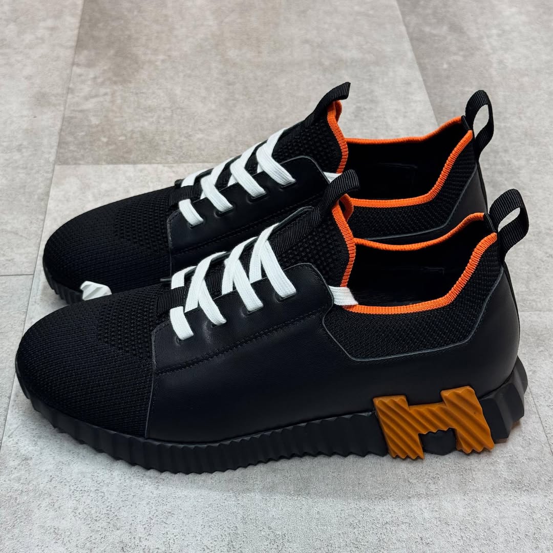 Hermés Sport Sneakers in Black and Orange