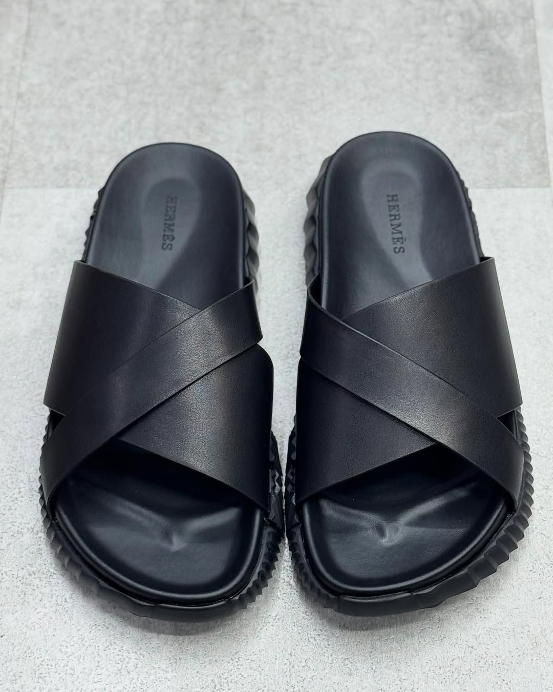 Black Hermes Infra Sandals