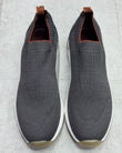 Slip-On Knit Walking Shoes With a Grey Upper and a White Sole