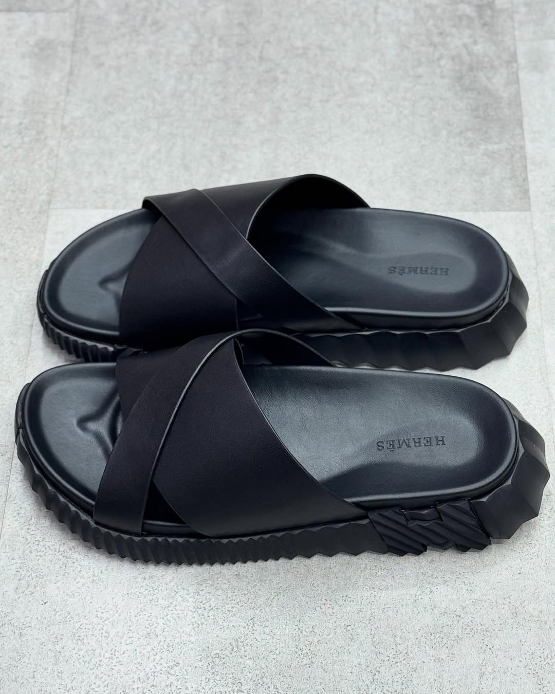 Black Hermes Infra Sandals