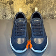 Hermés Bouncing Sneakers in Blue Calfskin and Knit with a White Sole