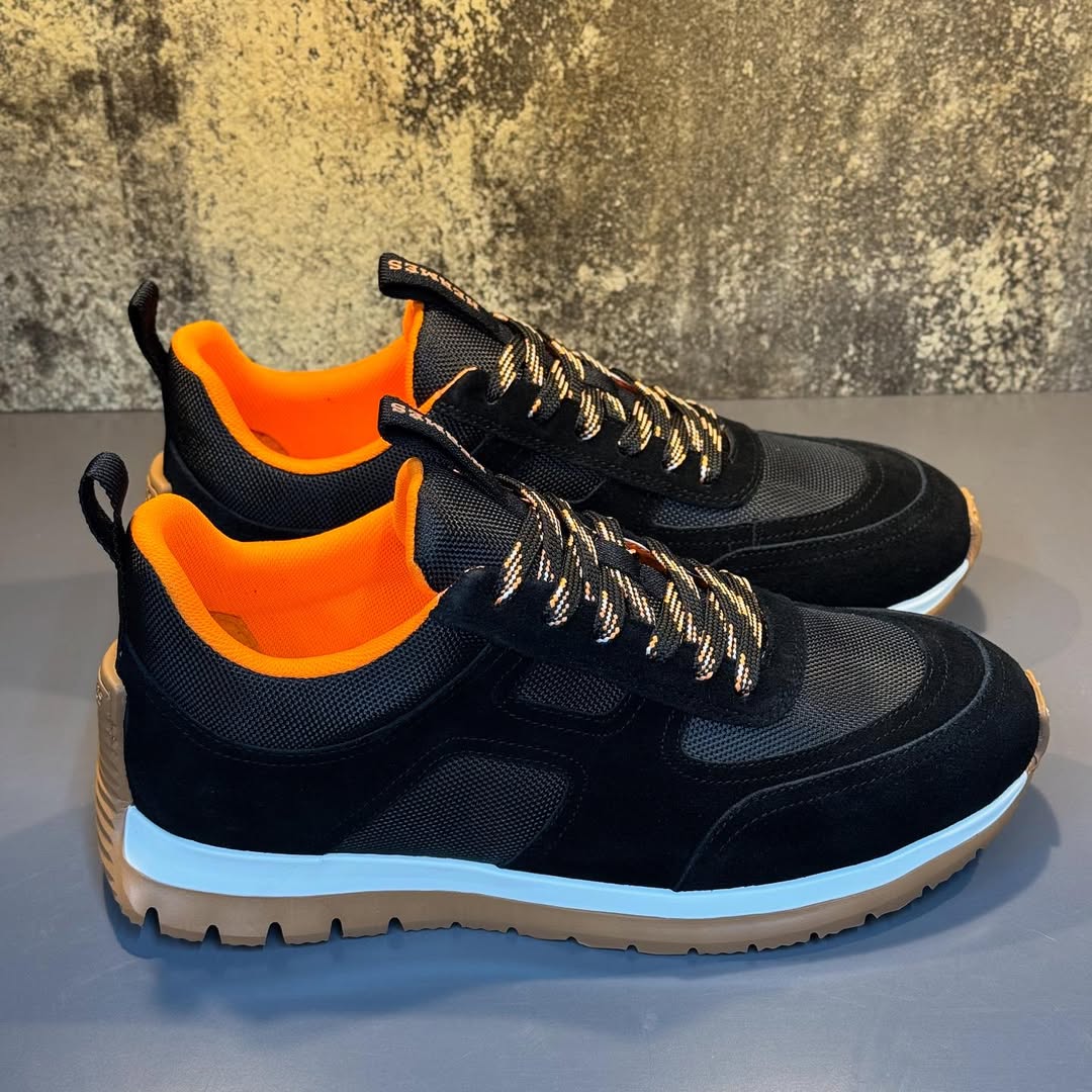 Hermés Bouncing Sneaker in Black Technical Mesh and Suede Goatskin