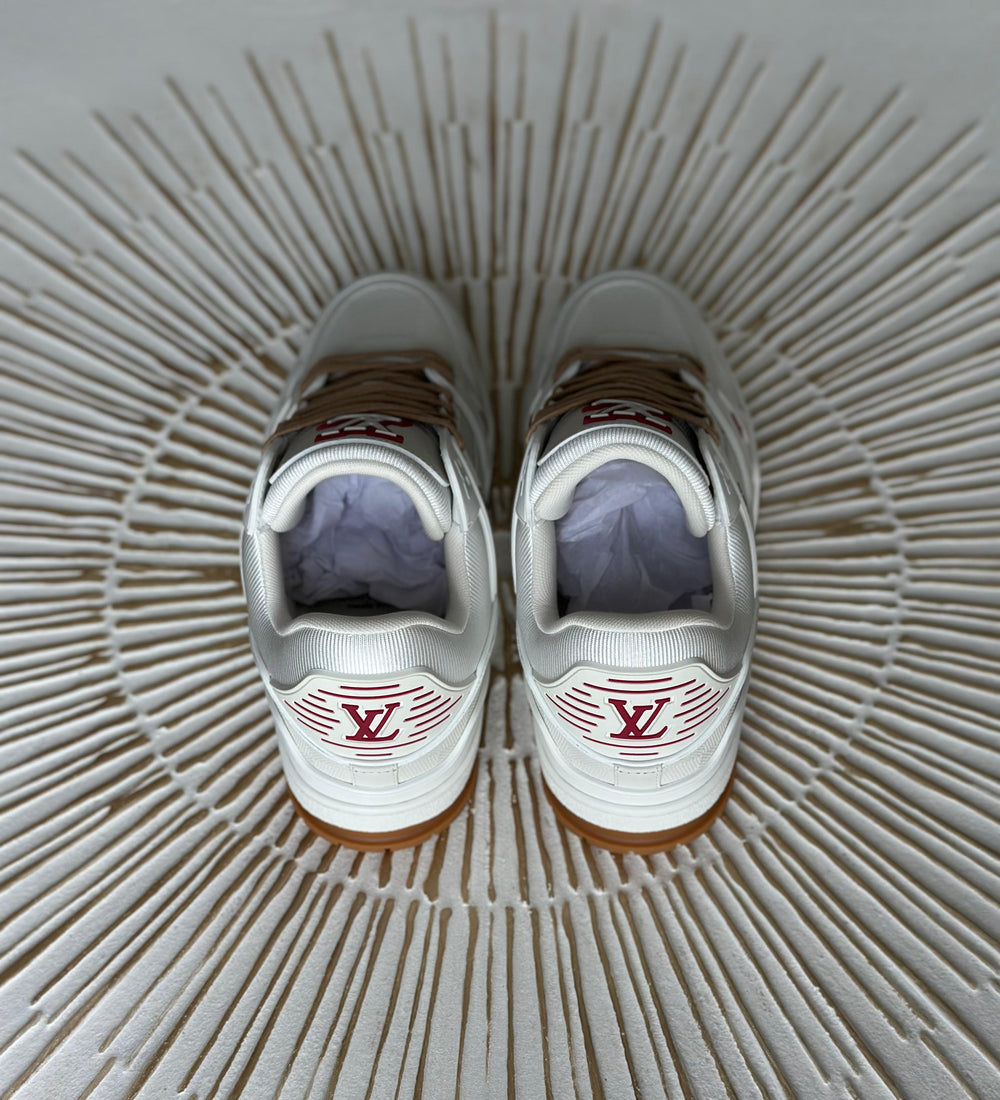 Louis Vuitton LV Trainer Sneakers – White Leather with Red LV Accents (Men’s)