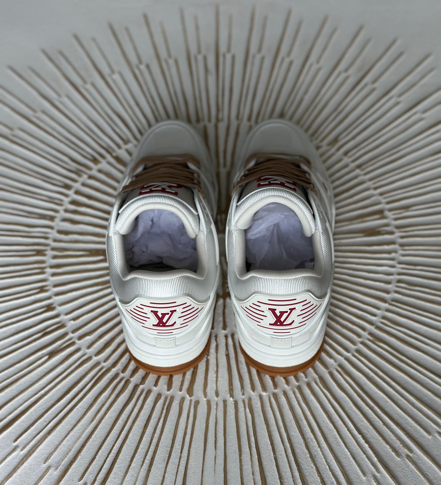 Louis Vuitton LV Trainer Sneakers – White Leather with Red LV Accents (Men’s)