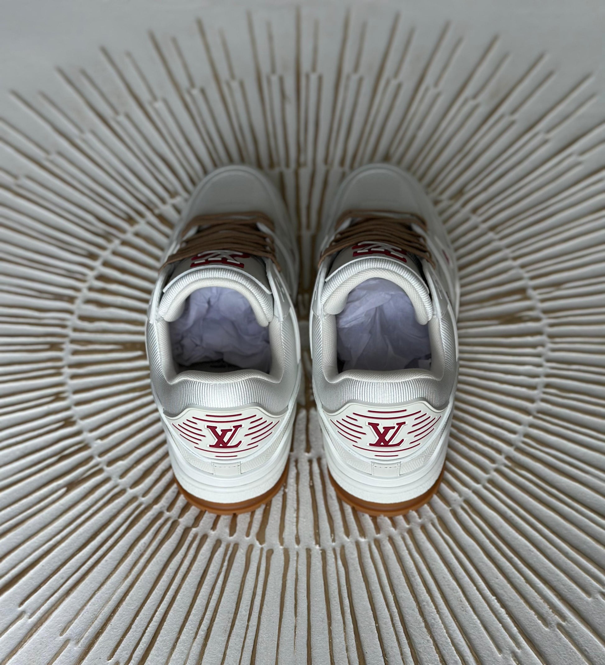 Louis Vuitton LV Trainer Sneakers – White Leather with Red LV Accents (Men’s)
