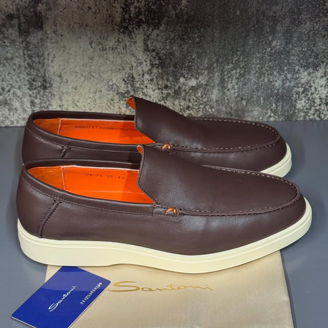 Santoni Men's Brown Nubuck Loafer