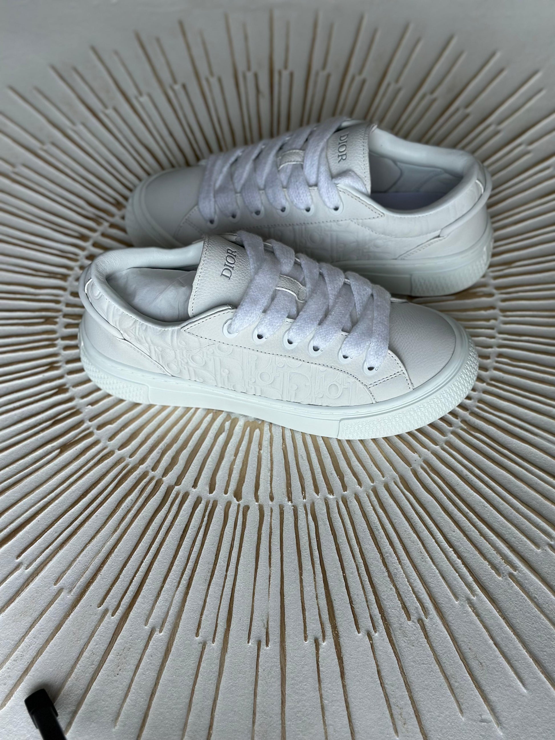 Dior B33 Spin Sneakers – White Grained Calfskin & White Dior Gravity Leather (Men’s)