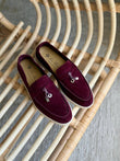Loro Piana Summer Charms Women's  Walk Loafers in Burgundy Suede