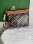 Goyard Conti Pouch In Goyardine Canvas With Tan Leather Trim