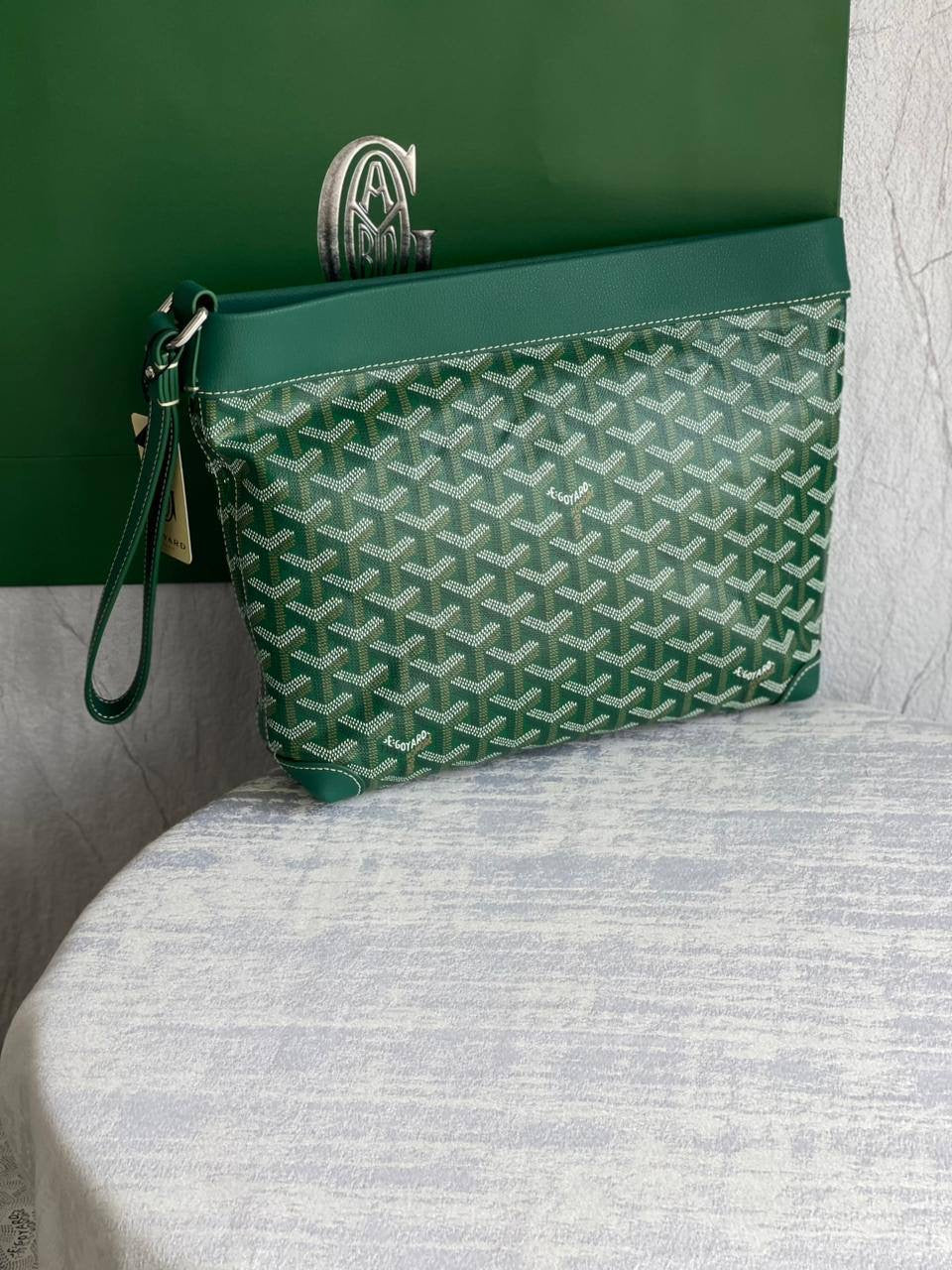 Goyard Conti Pouch In Green Goyardine Canvas