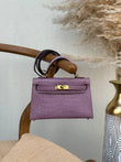 Hermés Kelly Bag In a Purple Crocodile Pattern Leather