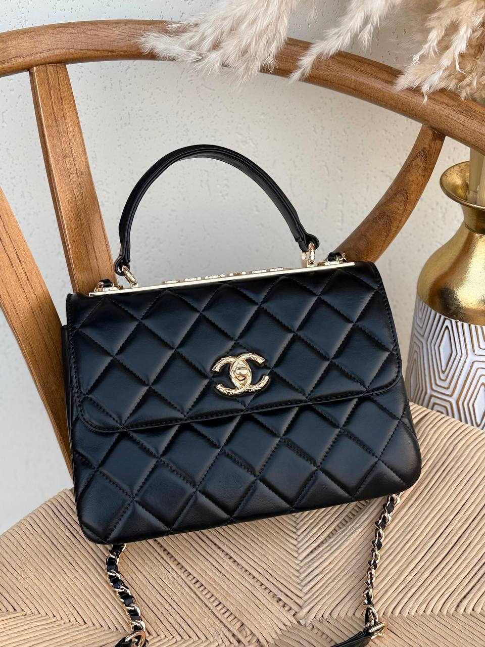 Chanel Trendy CC Flap Bag in Black Lambskin With a Chain Strap
