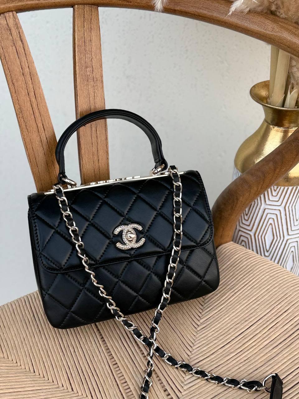 Chanel Trendy CC Flap Bag in Black Lambskin With a Chain Strap