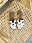 Hermés Oran White Leather H Women's Sandal