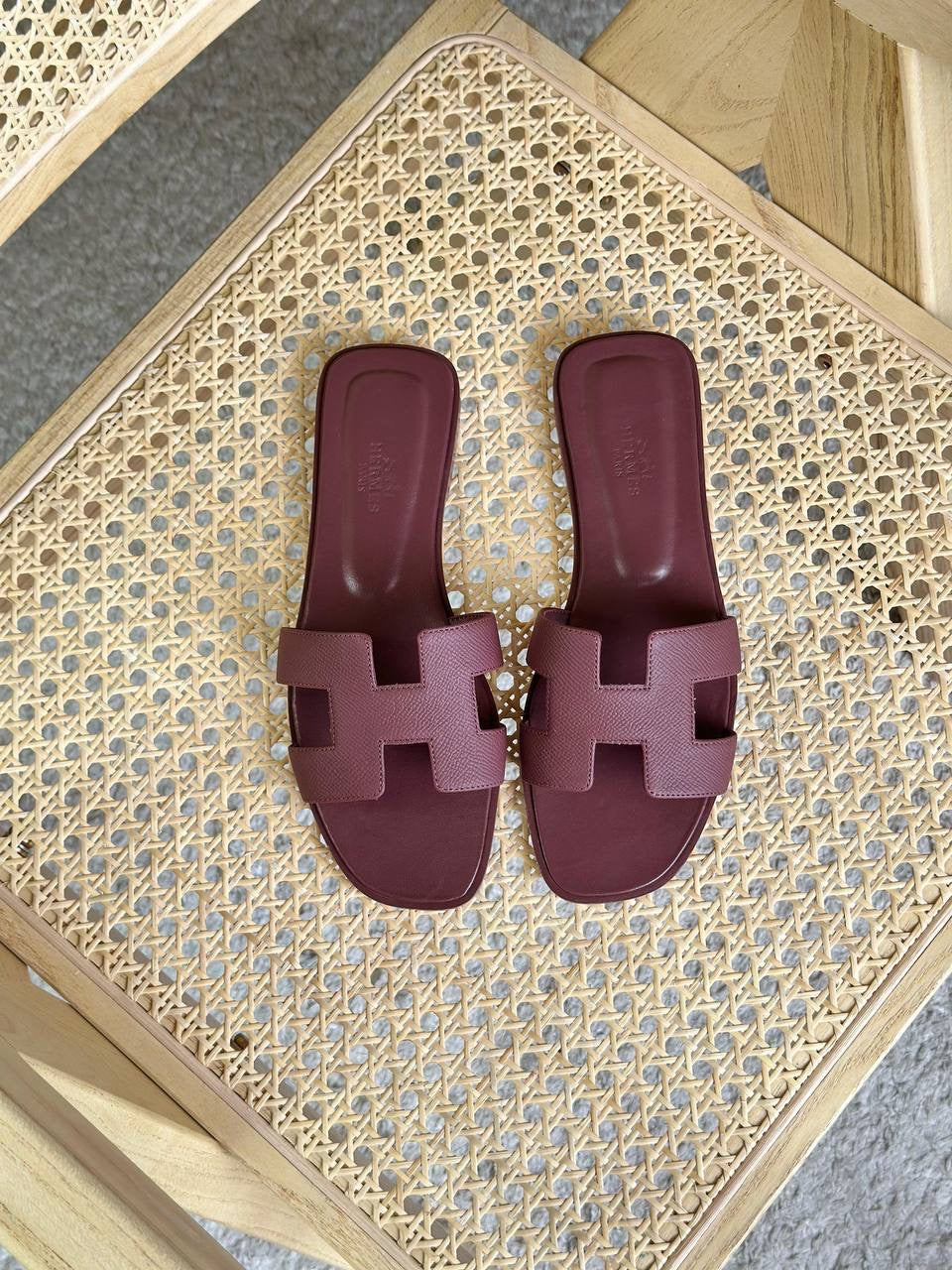 Hermés Oran Sandal in the Color Rouge H