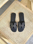 Hermes Oran Black Sandals