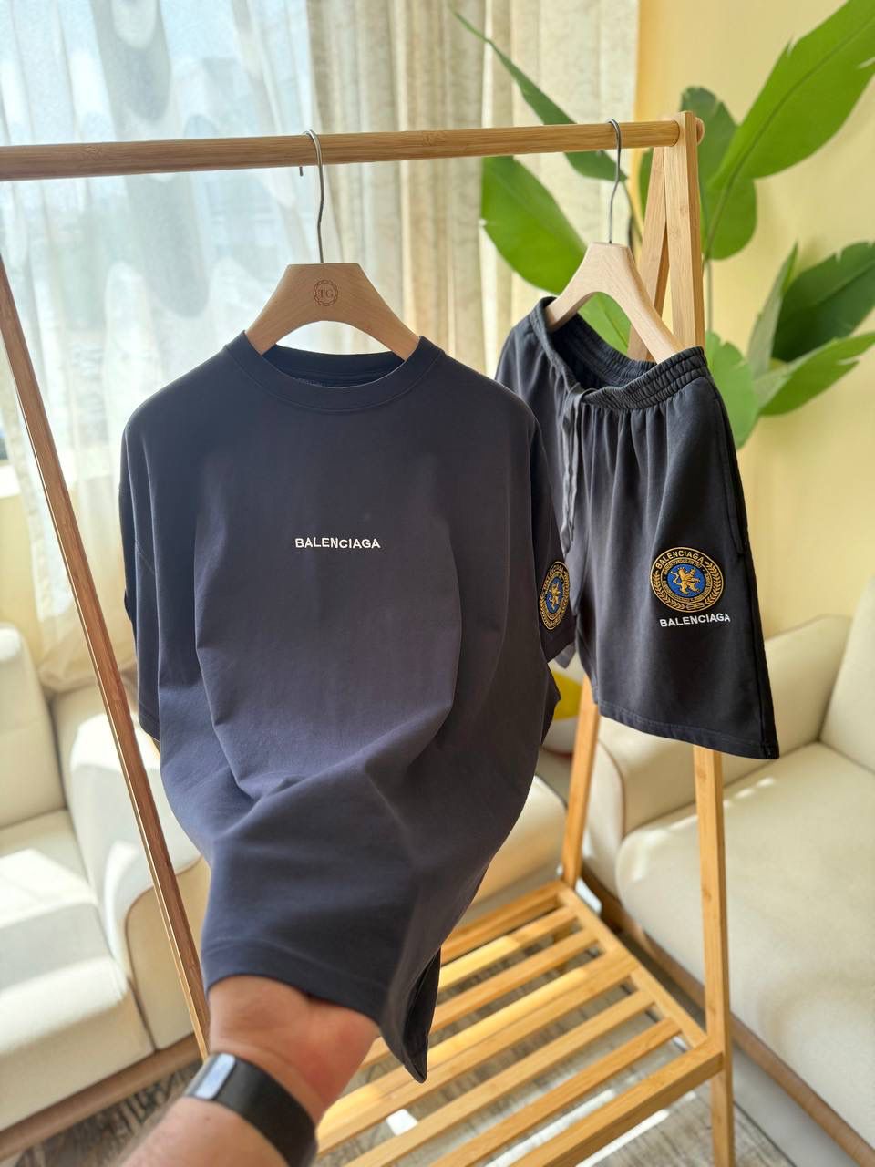 Balenciaga Men's Uniform Merch Dry Jersey Oversized T-Shirt in Faded Washed Black