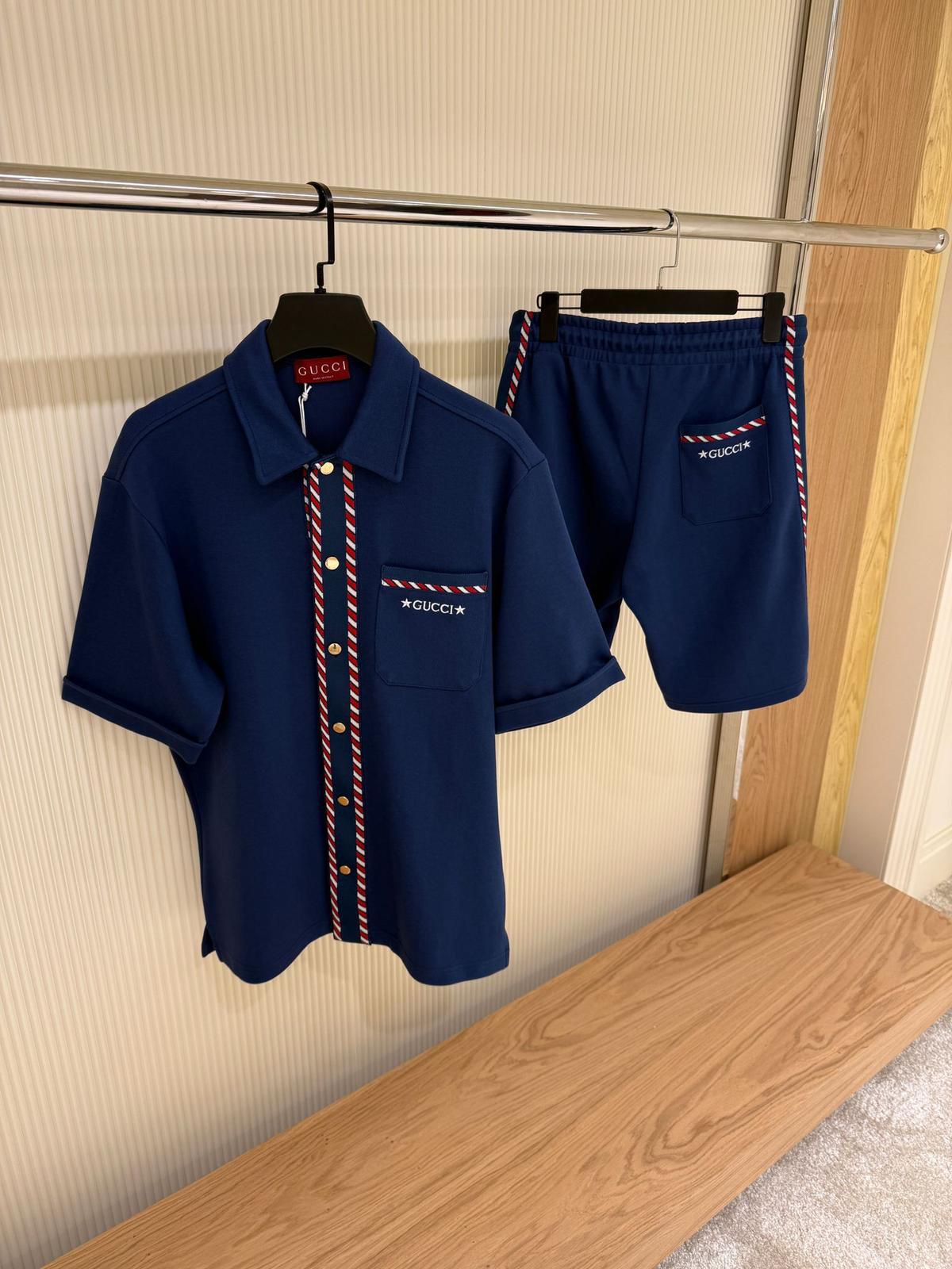 Gucci Men's Summer Sport Set in Navy Blue with an Embroidered Logo