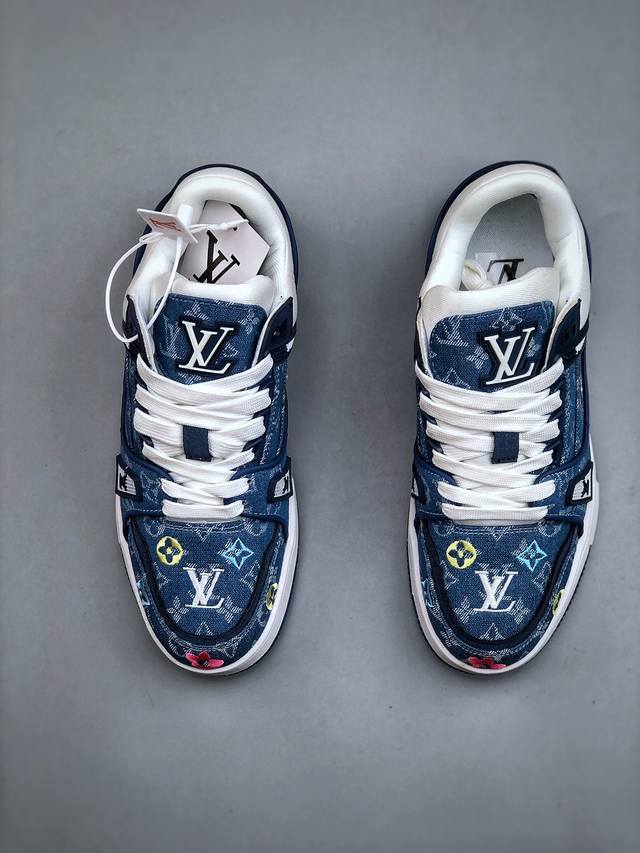 Louis Vuitton Trainer Blue Denim Embroidered