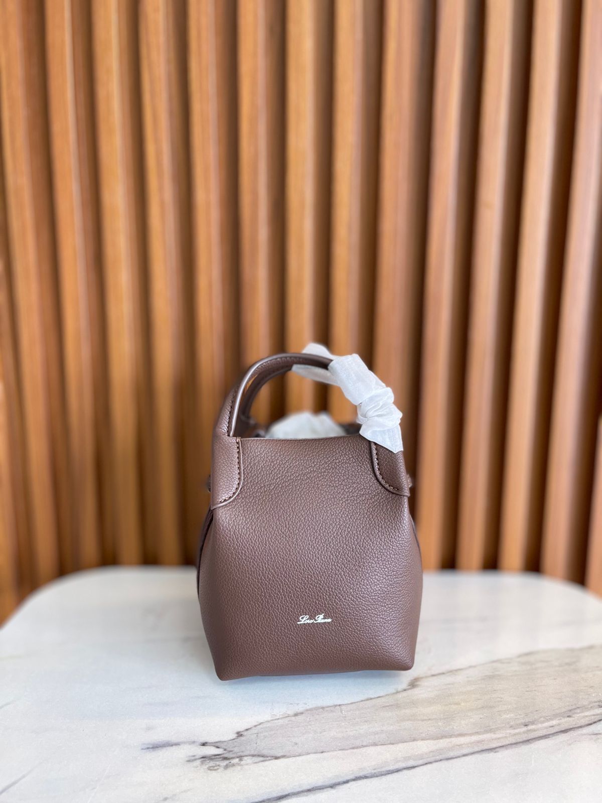Loro Piana Bale Small Bucket Bag in Grained Leather