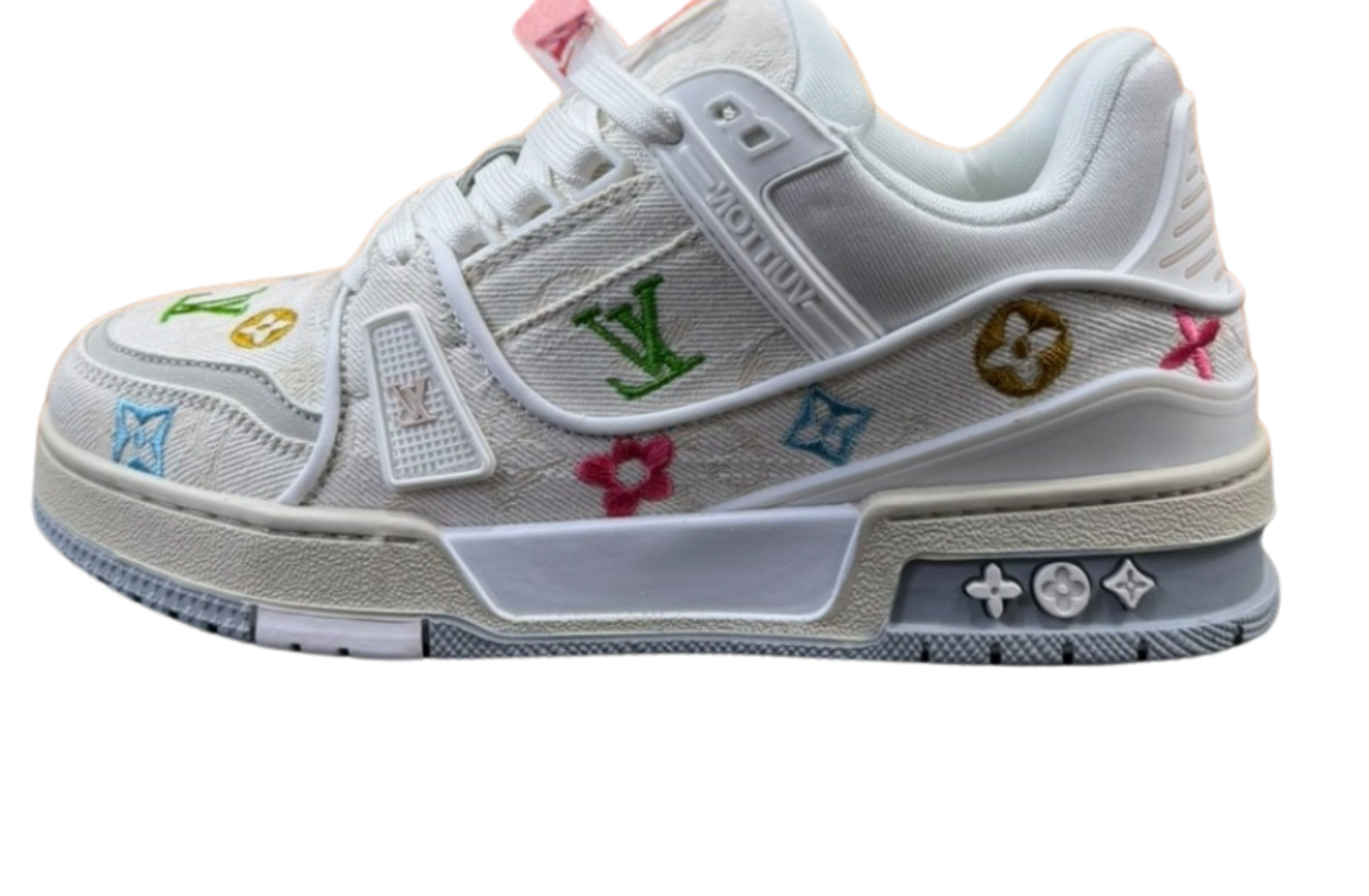 Louis Vuitton Trainer White Denim Embroidered